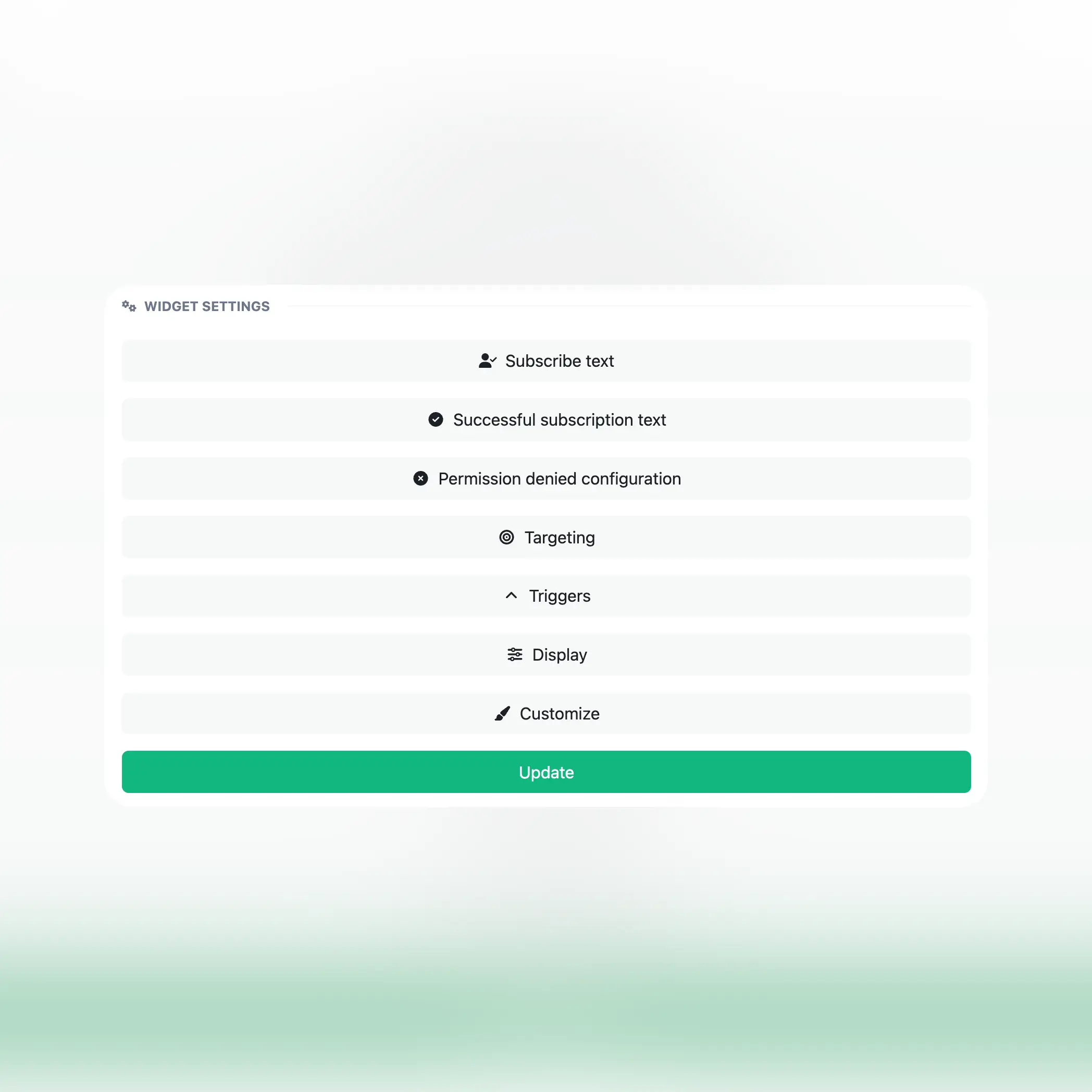 Captura de pantalla de la página de configuración avanzada de la aplicación para sitios web